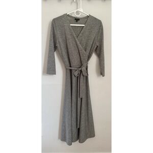 Talbots Silver Metallic Faux Wrap Merino Wool Dress Size Small Cocktail Party‎